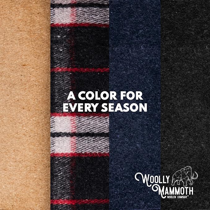 Woolly Mammoth Woolen Company Nester Wool Blanket - Twin, 85 x 47 in, Grey - Rugged Warmth for Camping - Versatile Comfort Wool Throw - Machine Washable for Picnic Blanket