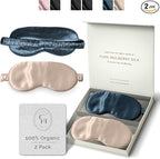 Silk Sleep Mask for Women and Men - Silk Eye Mask for Sleeping, Blindfold, Eye Covers, Pack of 2