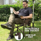 TIMBER RIDGE Aluminum Oversized Camping Chair, Lightweight Portable Directors Chair with Side Table Detachable Side Pocket for Outdoor Camping, Lawn, Picnic, Support 400lbs Tan 2 Pack