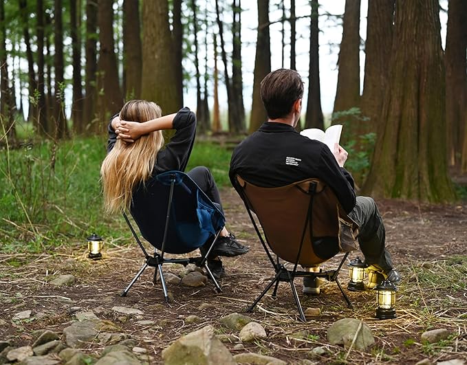 MARCHWAY Lightweight Folding Camping Chair with Spring Lock, Stable Compact Portable for Outdoor Camp, Travel, Beach, Picnic, Festival, Hiking, Backpacking (Lowback Khaki)