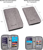 Valante Premium Family Travel Document Organizer Capacious RFID Passport Holder Wallet (Large, gray)