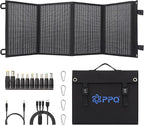 PPQ 40W Portable Solar Panel Kit 18V/2.2A,3lb Foldable Briefcase Solar Charger w/ 24% Efficiency,2 Cables & 14 Outputs for All Phones, Pads, Camping Power Banks, IP67 Waterproof