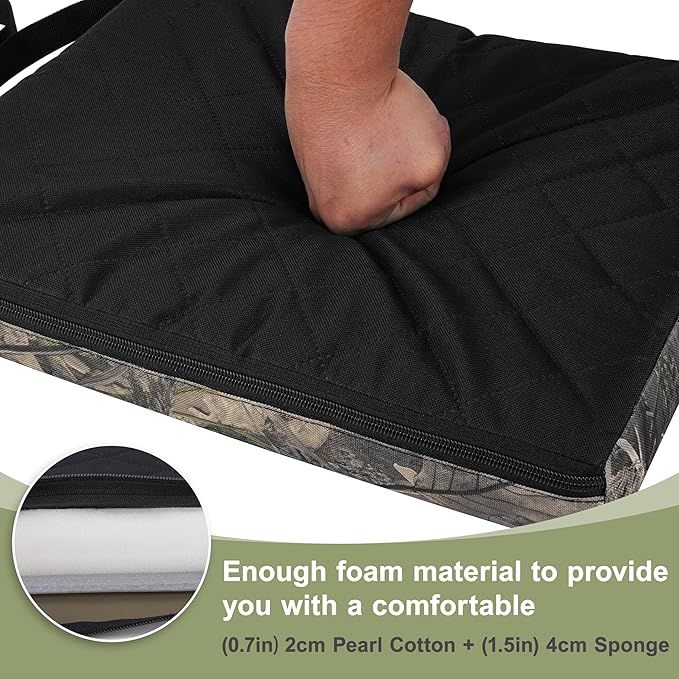 URMONA 1PCS Portable Hunting Seat Cushion, 16.5 x 14.1 x2.3in Thickening Lightweight Outdoor Cushion, Waterproof Sponge Dirty Proof Pad for Hunting, Camping, Stadium, Outdoor Sports(Water Plants)