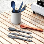 Magnetic Camping Utensils Set, Portable & Reusable Metal Travel Flatware, Camping Cutlery Set, Knife, Fork & Spoon, 3-PACK, Orange