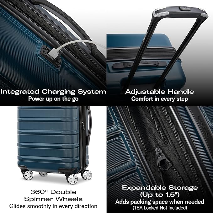 Samsonite Omni 2 International Carry-On Luggage with 360° Spinner Wheels - Scratch Resistant Hardshell - TSA, Airline-Approved - Expandable Polycarbonate Shell for Lightweight Travel - Rose Gold