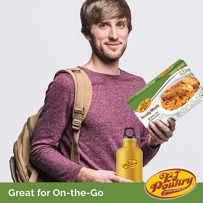 KJ Poultry Kosher Ready Meals - Bone In Chicken & Kugel, MRE Meat Meals Ready to Eat, Shabbos Food, Halal, (2 Pack) Prepared Entree Fully Cooked, Shelf Stable Microwave Dinner Travel Military Camping