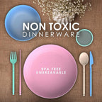 WheatStraw Dinnerware Sets for 4 - Alternate To Plastic Dishes - Dishwasher Safe Microwave Plates - Unbreakable Dinnerware Set - Wheat Straw Dishes - Lightweight Camping Plates & RV Dishes