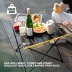 Portable Folding Camping Table, Large Compact Aluminum Beach Picnic Table, Lightweight Collapsible Outdoor Camp Tables That Folds & Rolls Up, Beach Gear Essentials Camp Accessories, Black