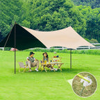 KOMCLUB Tarp Poles Telescoping Tent Poles Replacement Canopy Adjustable Aluminum Rods Camping Accessories Heavy Duty Pole Thicker Lightweight for Hiking Awning Backpacking+Tent Stakes+Reflective Ropes