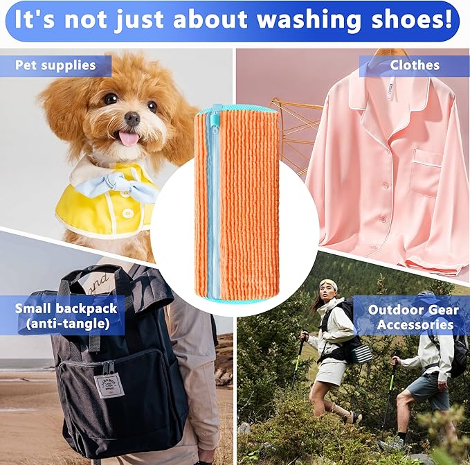 2Pcs Reusable Shoe Washing Machine Bag for Washer and Dryer:Free Up Hands, Prevent Deformation,shoe bag with Zipper Protection Design, Use for all Shoes,Sports Shoes(Yellow) (A-Orange)