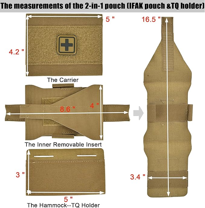 2-in-1 Micro Med Kit Med Pouch Tactical Mini First Aid Pouch Empty Small IFAK Pouch Compact Med Pouch EDC Bag with Tourniquet Holder |MOLLE Belt IFAK Micro Trauma Kit Pouch