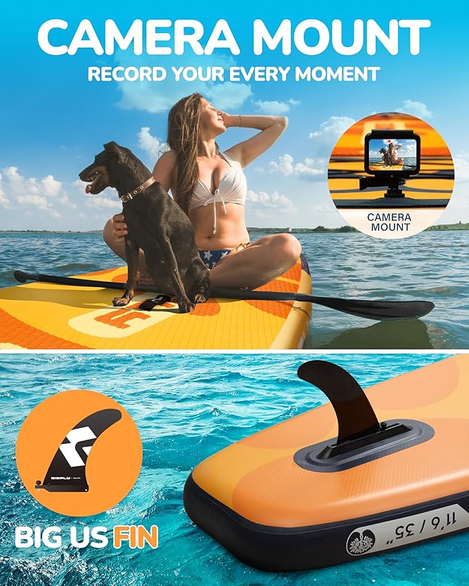 Bigfly 11'6×35" Super Wide Inflatable Stand Up Paddle Board, Ultra Stable Wide SUP for 2+1 People/Family/Big Size, 100L Backpack, All-Round Sup Board, US Big Fin