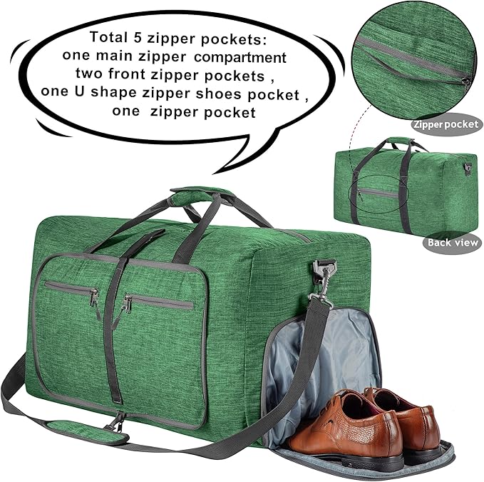 Vomgomfom Travel Duffle Bag for Men,65L 85L 115L Foldable Travel Duffel Bag with Shoes Compartment Overnight Bag for Men Women