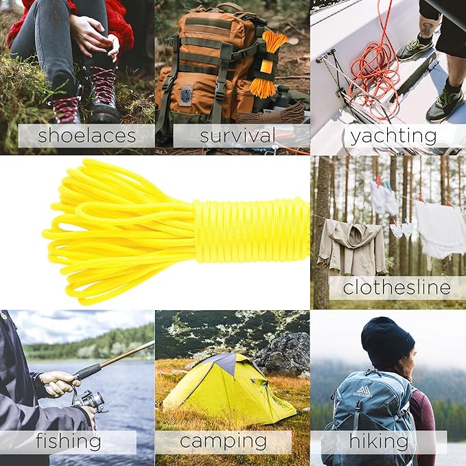 TECEUM 5/32" Paracord Rope 1000 – 1000ft / 200ft / 100ft / 50ft – Tactical Parachute Cord 4mm – 45+ Colors – Nylon String for Survival & Camping Gear – Stripe Cord for Survival – Utility Rope