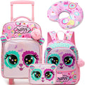 Kids Carry On Luggage with Wheels Softside Kids Suitcase for Girls Airline Approved & Girls Multi-function Carry Bag 4pcs Set