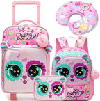 Kids Carry On Luggage with Wheels Softside Kids Suitcase for Girls Airline Approved & Girls Multi-function Carry Bag 4pcs Set