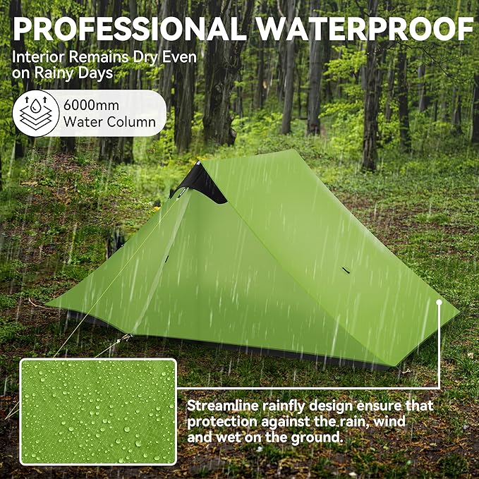 Ultralight Tent 3-Season Backpacking Tent 1 Person/2 Person Camping Tent, Outdoor Lightweight LanShan Camping Tent Shelter, Perfect for Camping, Trekking, Climbing, Hiking