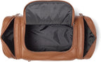 Leatherology Cognac Multi Pocket Toiletry Bag - Main top zippered compartment with additional side and front zippered pockets