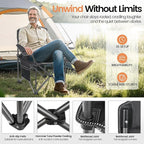 2 Pack Heavy Duty Oversized Camping Chair for Adults 400lbs w/Lumbar Support - Folding Chairs with Side Pocket, Cup Holder & Cooler Bag for Beach, Fishing, Lawn, Backyard Black