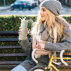 IDEUS Insulated Stainless Steel Water Bottle with 2 Leak-Proof Lids, Thermal Water Flask for Hiking Biking, 24oz, White