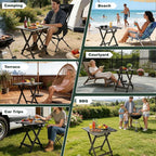 SUNNYFEEL Folding Camping Table - Lightweight Aluminum Portable Picnic Table, 18.5x18.5x24.5 Inch for Cooking, Beach, Hiking, Travel, Fishing, BBQ, Indoor Outdoor Small Foldable Camp Tables