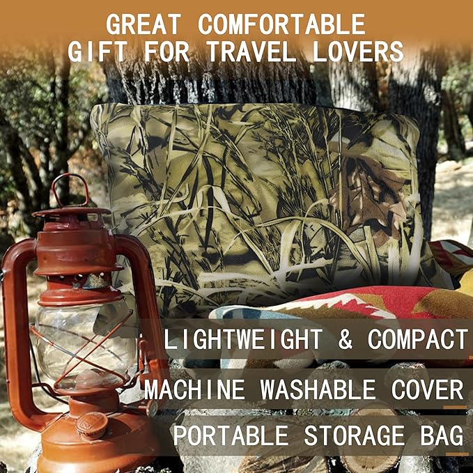 Camping Pillow Shredded Memory Foam Travel Pillows for Sleeping Compressible Lightweight Camp Pillow Washable Backpacking Pillow for Camping & Hiking Firm Supportive Small Pillow for Travel