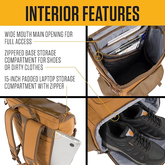 Carhartt 35L Nylon Workday Backpack, Durable Water-Resistant Pack with 15" Laptop Sleeve and Adjustable Shoulder Straps, Blind Duck Camo