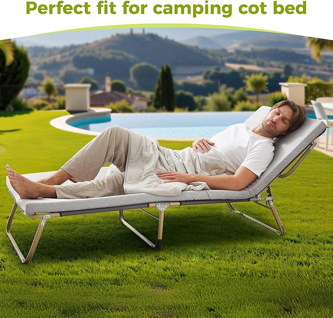 Cooling Foam Camping Mattress for Hot Sleeper,Waterproof Sleeping Pad with Carry Bag,Roll Up Cot Mattress Topper for Summer Camping Bed,Hiking,Car,Portable(75 x 30 x 2 inches)