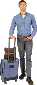 BlueHills Premium Soft Travel Blanket Pillow Airplane Blanket Soft Bag Pillow case with Hand Luggage Belt and Backpack Clip Compact Pack Large Portable Throw Air Plane Flight Travel (Brown T009)