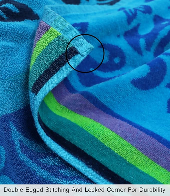 COTTON CRAFT Oversized Beach Towel - 2 Pack XL 39 x 68 inches Big & Huge Beach Blanket Towel - 100% Cotton Jacquard Velour - Super Soft Luxury - Pool Picnic Bath - Tropical Hibiscus Aqua Blue Purple