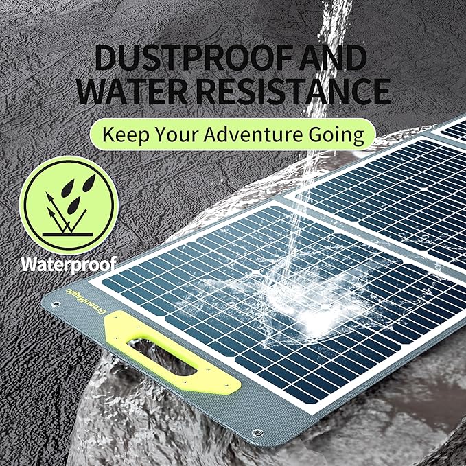 Greenmagic120W Portable Solar Panel 19V, 120W Foldable Solar Panels Kit with Adjustable Kickstands, Waterproof IP65 for Camping, Outdoor, Power Station,RVS