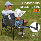 Oversized Directors Chairs Heavy Duty Folding Outdoor Chairs with Detachable Side Pocket and Adjustable Side Table for Outside,Lawn,Fishing, Folding Camping Chair up to 350Lbs Capacity (Grey)
