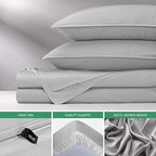 Full Sheets by Pure Bamboo, Genuine 100% Organic Viscose Derived from Bamboo Bed Sheet Set, Luxuriously Soft & Cooling, Double Stitching, Lifetime Quality Promise (Full, Silver Pearl)