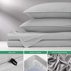 King Sheets by Pure Bamboo, Genuine 100% Organic Viscose Derived from Bamboo Bed Sheet Set, Luxuriously Soft & Cooling, Double Stitching, Lifetime Quality Promise (King, Silver Pearl)