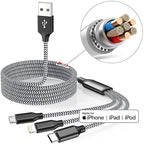 Multi Charging Cable 4ft 3Pack 3 in 1 Charger Cord, Multiple Rapid Nylon Braided Cable USB Charging Cable Multi Phone Charger Cord with Type C Micro Lightning USB Connectors for Cell Phones