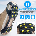 Ice Cleats for Shoes and Boots Traction Cleats for Snow Anti Slip Crampons 11 Studs Rubber Overshoe for Walking on Ice and Snow