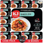 KJ Poultry Kosher Parve Ready Meals - Baked Ziti, MRE Meals Ready to Eat, Halal, (12 Pack) Prepared Entree Fully Cooked, Shelf Stable Microwave Dinner Travel, Military, Camping, Emergency Survival