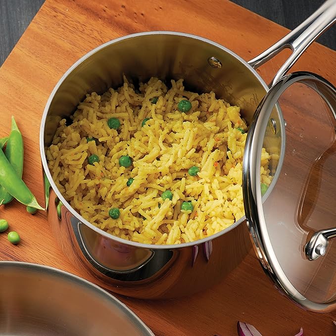 Tramontina Tri-Ply Clad Stainless Steel 2-Quart Small Sauce Pan with Glass Lid, Induction-Ready, Dishwasher-Safe, NSF-Certified, Made in Brazil