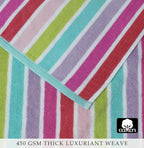 COTTON CRAFT Oversized Beach Towel - 2 Pack XL 39 x 68 inches Big & Huge Beach Blanket Towel - 100% Cotton Dobby Terry Velour Stripe - Super Soft Luxury - Pool Picnic Bath - Pink Multi