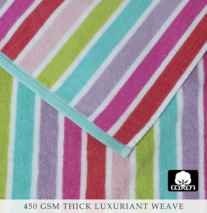 COTTON CRAFT Hooded Beach Towel - Oversized XXL 35x84 Towel with Hood for Adults - The Big Kahuna 7 Foot Beach Blanket Towel - Big & Tall Soft 100% Cotton Velour - Pool Bath Wrap - Pink Multi