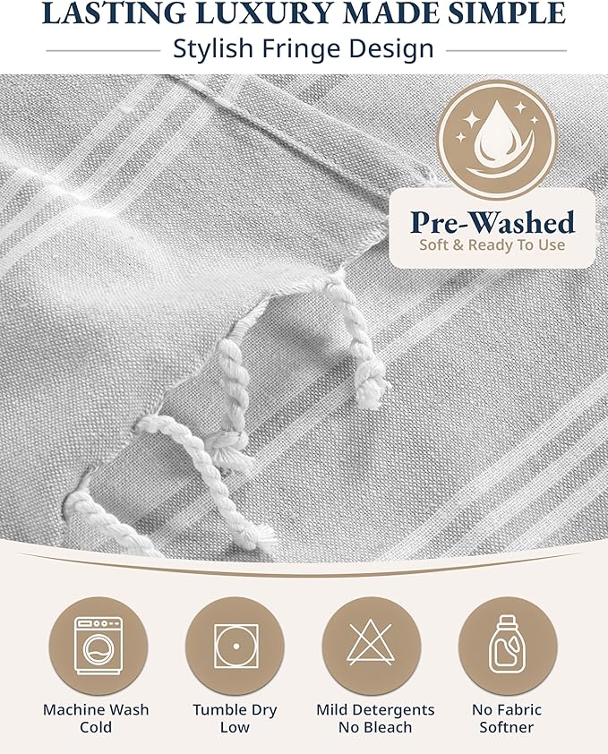 LANE LINEN Large Pool Towels, XL Beach Towel, Pre-Washed, No Shrink, Quick Dry Oversized Beach Towels, Stylish Beach Towel for Women, Sand Free Towel, 39"x71" - Grey