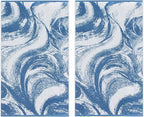 COTTON CRAFT Oversized XL Beach Towel - 2 Pack 39 x 68 inches Summer Wave Big & Huge Beach Blanket Towel - 100% Cotton Jacquard Velour - 450 GSM Super Soft Luxury - Pool Picnic Bath - Surf Blue