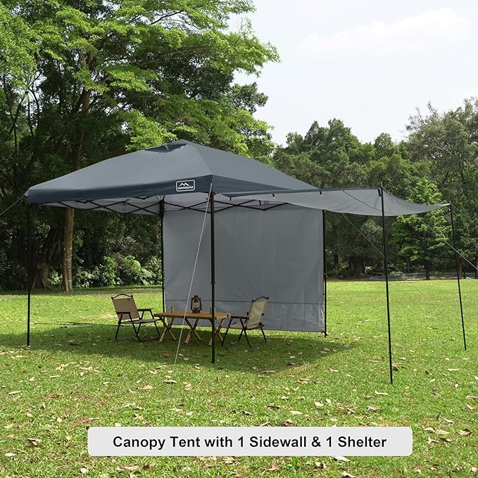 KAMPKEEPER 10x10 Easy Pop Up Canopy Tent with 2 Sidewalls, Instant Outdoor Shade Shelter with 2 PCS Removable 10FT Sun Walls, Quick Setup Waterproof and UV-Resistant for Patio, Camping, Backyard