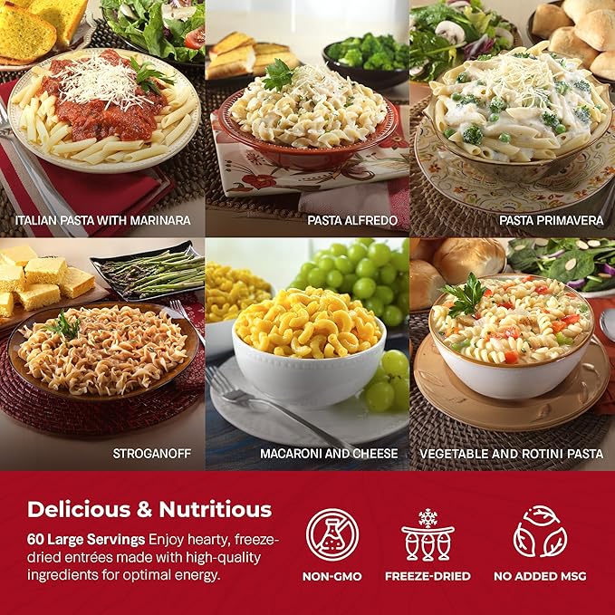 Legacy Food Storage 60 Serving Emergency Food Supply Bucket, 12 Entrees, 23,400 Total Calories, Shelf Stable Lunch & Dinner, Freeze Dried Survival Meals for MRE Camping, Hiking, Prepping