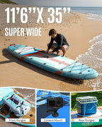 ZLX 11'6" Extra Wide Inflatable Stand Up Paddle Board SUP, Stable Non-Slip Deck Pad, Unique Fin System and Premium iSUP Accessories - Portable Backpack & Upgraded Pump for Adults, All Skill Levels