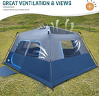 8 Person Instant Cabin Tent, Easy 60 Second Setup Family Tents for Camping, Pop up Camping Tent, Large Waterproof Tents for Outdoor Camping, Spacious Interior, Upgraded Ventilation