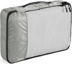 Amazon Essentials 4-Piece Packing Cubes Travel Accessories Set, Luggage Organizer with Double Zipper, Mesh Top, 100% Polyester, Small/Medium/Large/Slim, Gray (Previously Amazon Basics)