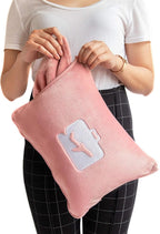 EverSnug Travel Blanket and Pillow Value Pack – Premium Soft & Lightweight | 2 in 1 Compact Blanket for Airplane, Car, Kids and Women | Color Includes Pink & Navy Blue