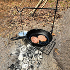 BATTLBOX Bushcraft Grill Set, Steel Campfire Cooking Grate Swivel Grill For Outdoor BBQ Open Fire, Packable Campfire Cook Set, Heavy Duty Open Fire Swivel Camping Cooktop, Canvas Bag