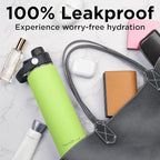 ThermoProof Double-Walled Vacuum Insulated Stainless Steel Water Bottle - Wide Mouth with Chug & Spout Lids, Dishwasher Safe, Reusable, Leakproof, Hot & Cold for Men, Women & Kids - 22oz, Fresh Mint